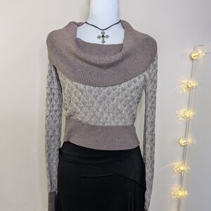 Bebe Brown and Cream Knit Sweater